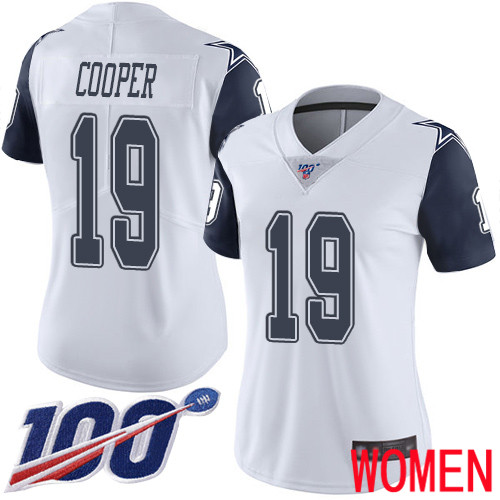 Women Dallas Cowboys Limited White Amari Cooper 19 100th Season Rush Vapor Untouchable NFL Jersey